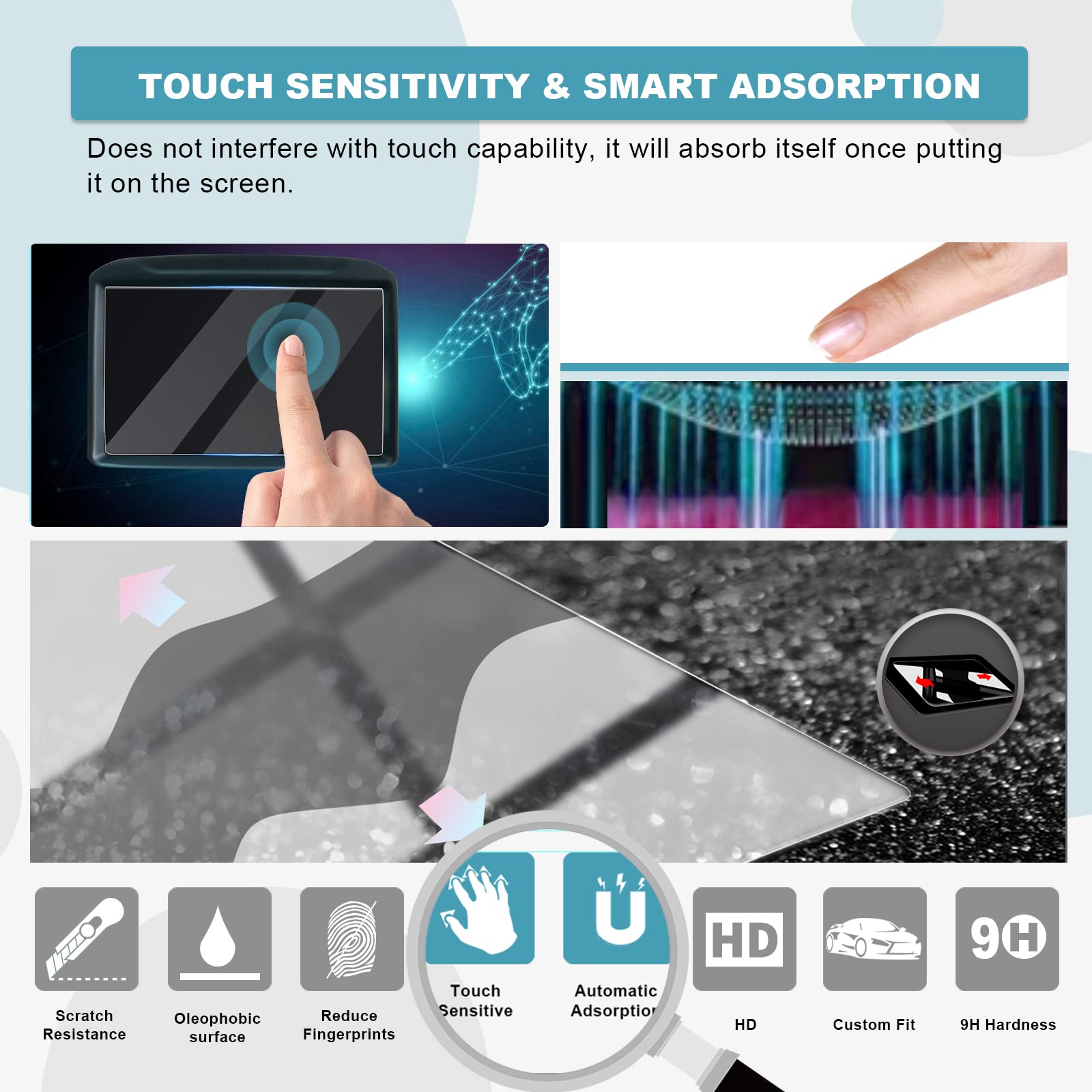 Cdefg For 2019 2020 2021 Silverado 1500 Infotainment 3 Car Touchscreen Navigation Touch Screen Protector, Hd Clear Tempered Glass 9H Scratch Resistance (8In)